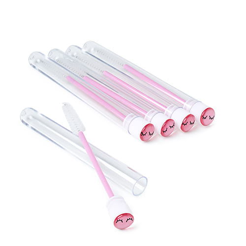 Mascara brushes in tube Pink/White - 5stk